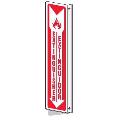 Bilingual Slim-Line 2-Way Extinguisher Sign