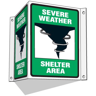 3-Way Severe Weather Shelter Area Sign