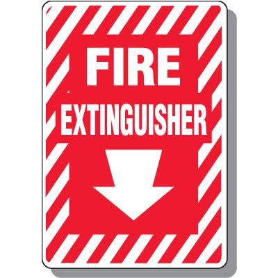 Fire Extinguisher with Arrow Down Signs