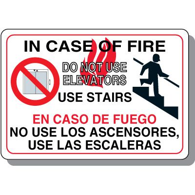 Bilingual Fire Use Stairs Signs