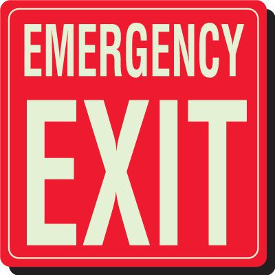 Glow In The Dark Emergency Exit Sign
