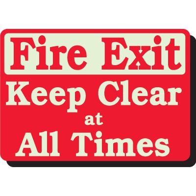 Fire Exit Keep Clear at All Times Sign