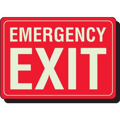 Emergency Exit Glow In The Dark Exit Sign