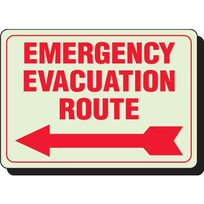 Emergency Evacuation Route (Arrow Left) Luminous Sign