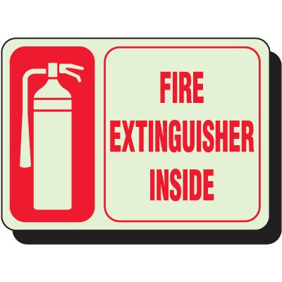 Glow In The Dark Fire Extinguisher Inside Sign