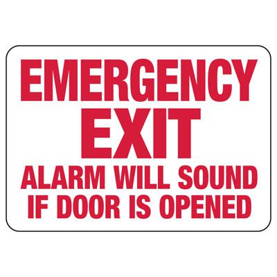 Glow In The Dark Emergency Exit Signs - Alarm Will Sound If Door Is Opened