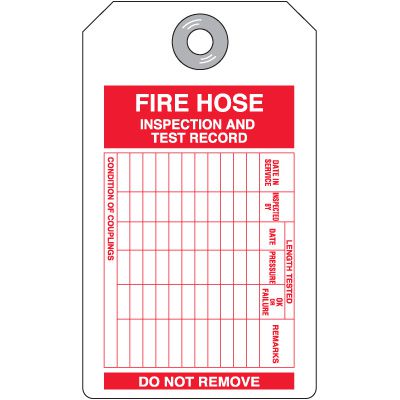 Duro-Plastic Fire Hose Inspection Tags
