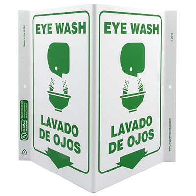 Eye Wash Bilingual V-Style Sign