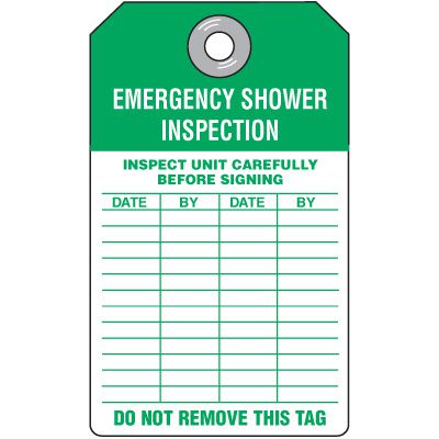 Duro-Plastic Emergency Shower Inspection Tag