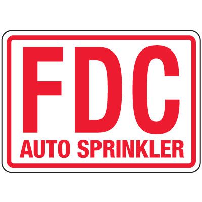 Fire Department Connection FDC Auto Sprinkler Sign
