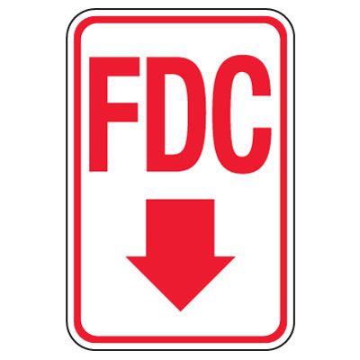 Fire Department Connection Sign - FDC (Down Arrow)