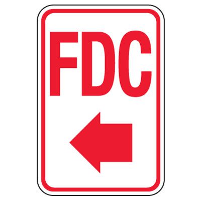 Fire Department Connection Sign - FDC (Left Arrow)