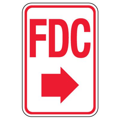 Fire Department Connection Sign - FDC (Right Arrow)