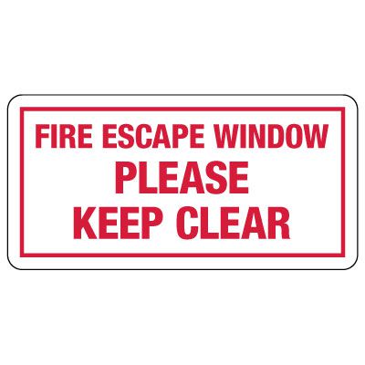 Fire Escape Window – Please Keep Clear Sign