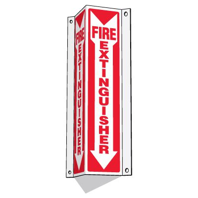 3-Way View Fire Extinguisher Sign (Arrow Down)