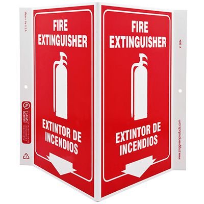 Fire Extinguisher Bilingual V-Style Sign