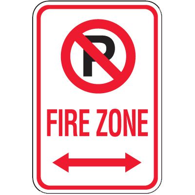 Fire Lane Signs - Fire Zone (Double Arrow & No Parking Symbol)
