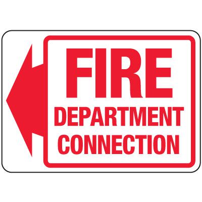 Fire Department Connection Sign: Fire Department Connection (With Left Arrow)