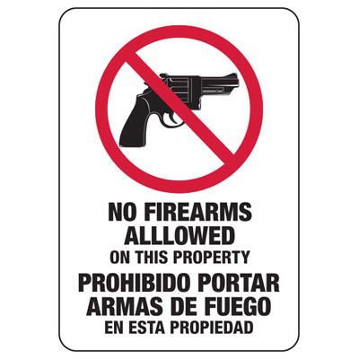 Bilingual No Firearms Safety Sign