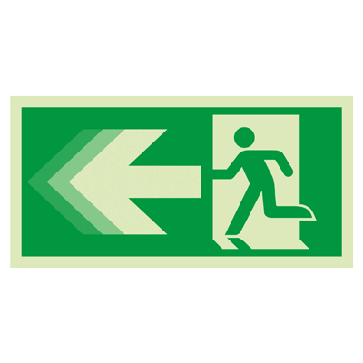 Seton Motion® Photoluminescent Running Man Escape Route Sign "Exit Left"