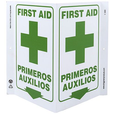 First Aid Bilingual V-Style Sign