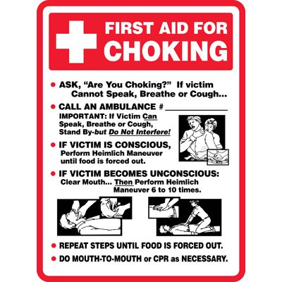 First Aid For Choking Extra Large Sign