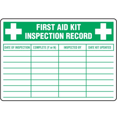 First Aid Kit Inspection Label