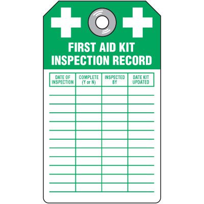 Duro-Plastic First Aid Kit Inspection Tag