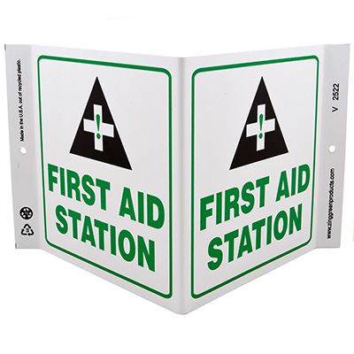 First Aid Station V-Style Sign