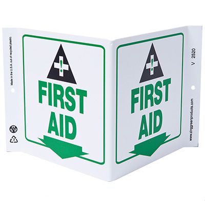 First Aid V-Style Sign