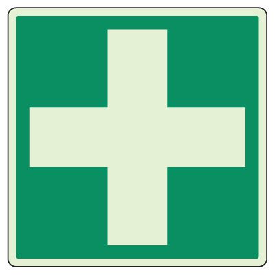 Glow in the Dark First Aid Symbol Sign
