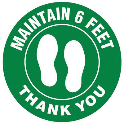Floor Safety Signs - Maintain 6 Feet - Green