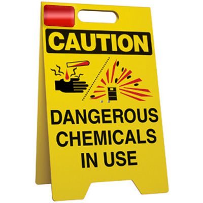 Caution Chemicals In Use Floor Stand