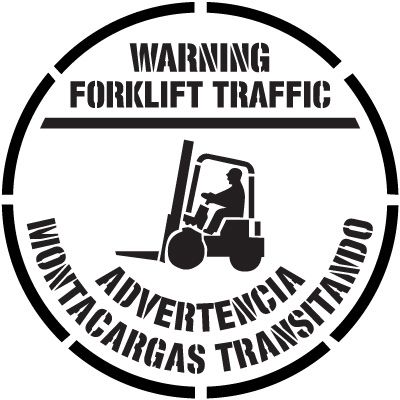 Bilingual Warning Forklift Traffic Floor Stencil Pavement Tool S-5516 D