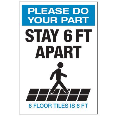 Stay 6 FT Apart Floor Tiles Portrait Decal