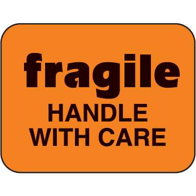 Fluorescent Handling Labels - Fragile Handle With Care