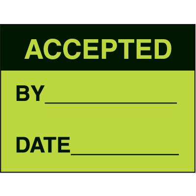 Accepted By Date Fluorescent Paper Labels