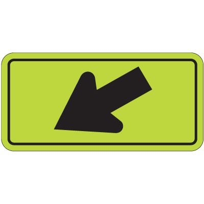 Fluorescent Pedestrian Signs - Down Left Arrow
