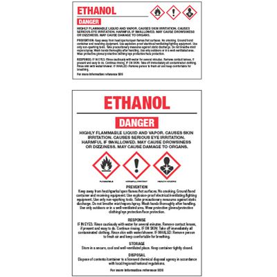 GHS Chemical Labels - Ethanol