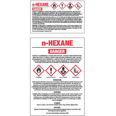 GHS Chemical Labels - N-Hexane