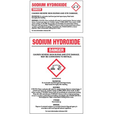 GHS Chemical Labels - Sodium Hydroxide