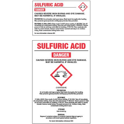 GHS Chemical Labels - Sulfuric Acid