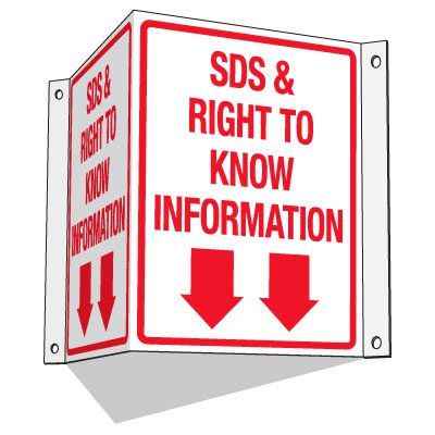 GHS SDS 3-Way Information Sign - SDS & Right To Know Information