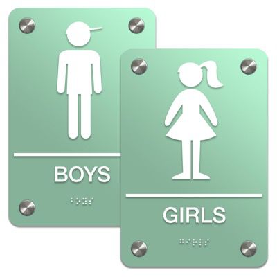 Premium ADA Braille Restroom Sign Sets - Girl/Boy