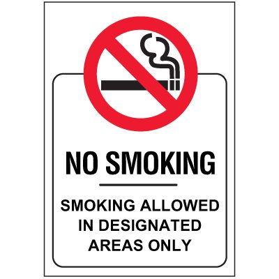 No Smoking Window Decal - Designated Areas Only
