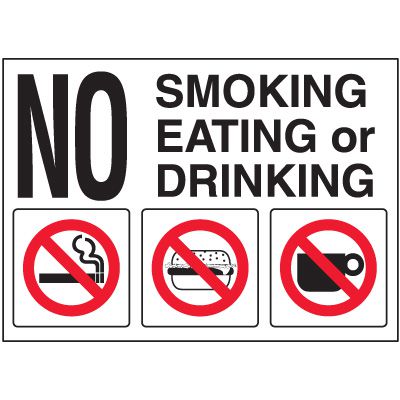 No Smoking, Eating, or Drinking Door and Window Labels