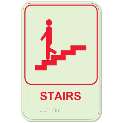 Glow In The Dark ADA Stairs Sign