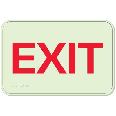 Exit - ADA Braille Glow In The Dark Sign