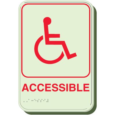 Glow In The Dark Handicap Accessible Braille Sign