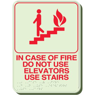 Glow In The Dark Fire Use Stairs Braille Signs